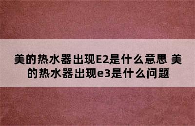 美的热水器出现E2是什么意思 美的热水器出现e3是什么问题